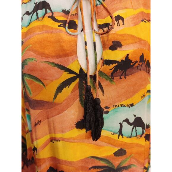 Anthropologie Chufy Oasis Desert Camel Oversized Boho Maxi Dress $550 Large - Picture 7 of 12